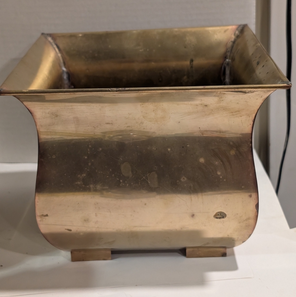 Vintage Footed Brass Large Planter
